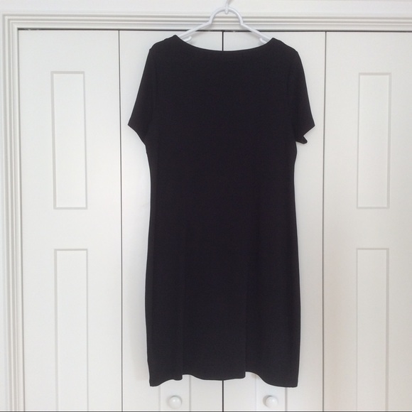 Talbots Black Dress White Embroidered Neckline - L - Picture 3 of 12